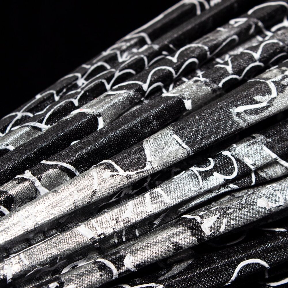 Vintage Chinese Black Paper Parasol With Silver Dragon Design - Picture 5 of 10